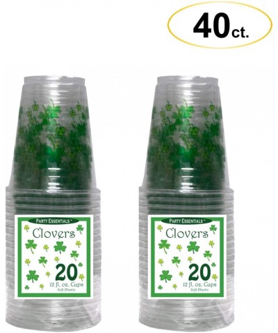 Soft Plastic Printed Party Cups- Shamrocks/Clovers- 12 oz- 40-Count - CY196C2GQD8 $12.89 Tableware