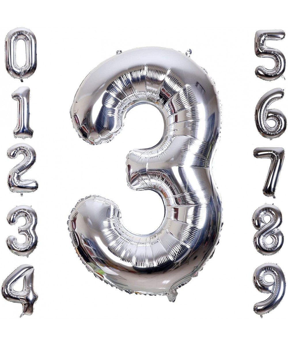40 Inch Large Silver Balloon Number 3 Balloon Helium Foil Mylar Balloons Party Festival Decorations Birthday Anniversary Part...