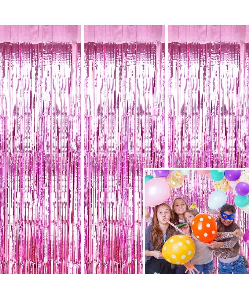 3 Pack Metallic Tinsel Foil Fringe Curtains for Party Photo Backdrop Birthday Christmas Wedding Girls Party Decorations - Pin...
