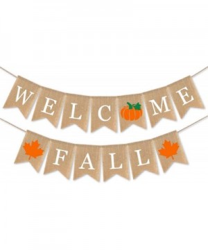 Burlap Welcome Fall Banner with Pumpkin Maple Leaf Autumn Thanksgiving Day Party Supplies Garland Decoration - CA19G5IO7QY $8...