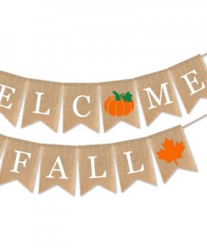 Burlap Welcome Fall Banner with Pumpkin Maple Leaf Autumn Thanksgiving Day Party Supplies Garland Decoration - CA19G5IO7QY $8...