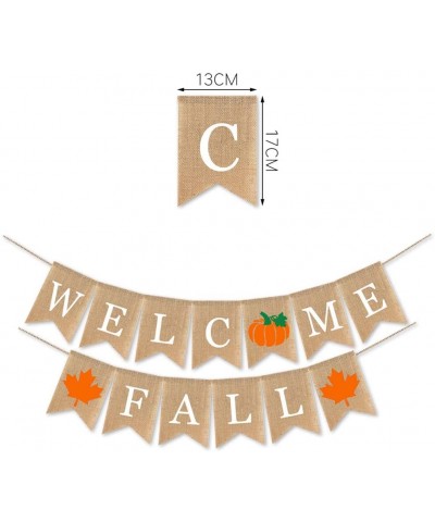 Burlap Welcome Fall Banner with Pumpkin Maple Leaf Autumn Thanksgiving Day Party Supplies Garland Decoration - CA19G5IO7QY $8...