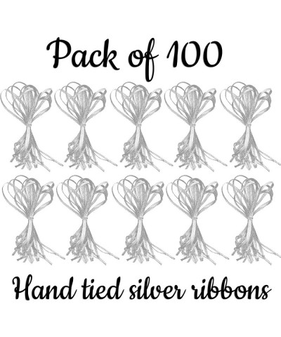 100 Pack Hand Tied Festive Silver Christmas Ornament Ribbons Decoration Hangers - CN1889UXH9N $17.08 Ornaments