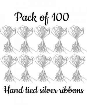 100 Pack Hand Tied Festive Silver Christmas Ornament Ribbons Decoration Hangers - CN1889UXH9N $17.08 Ornaments