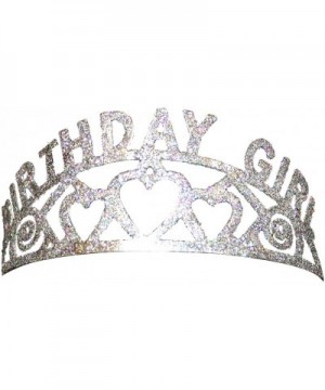 BC865 1 Count Birthday Girl Glitter Princess Tiara Crown Costume Accessory- Silver - CP180RDG37I $7.80 Party Hats