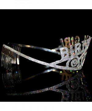 BC865 1 Count Birthday Girl Glitter Princess Tiara Crown Costume Accessory- Silver - CP180RDG37I $7.80 Party Hats