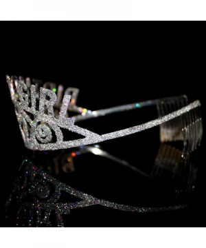 BC865 1 Count Birthday Girl Glitter Princess Tiara Crown Costume Accessory- Silver - CP180RDG37I $7.80 Party Hats