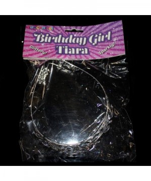 BC865 1 Count Birthday Girl Glitter Princess Tiara Crown Costume Accessory- Silver - CP180RDG37I $7.80 Party Hats