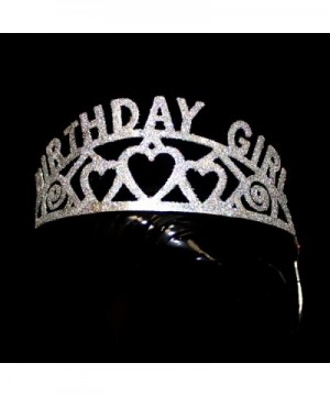 BC865 1 Count Birthday Girl Glitter Princess Tiara Crown Costume Accessory- Silver - CP180RDG37I $7.80 Party Hats