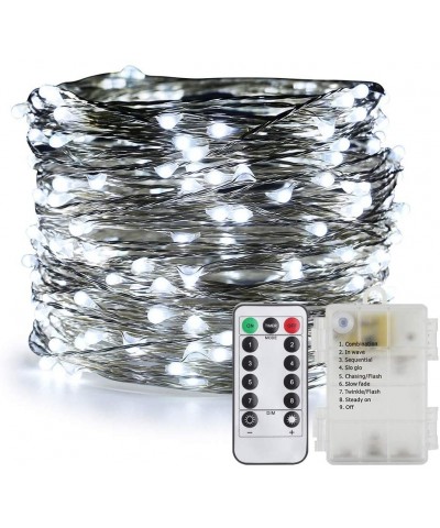 Remote Battery Operated 40ft 240 Led String Lights Silver Wire 8 Lighting Model LED Starry Light with 13 Key Remote Control F...