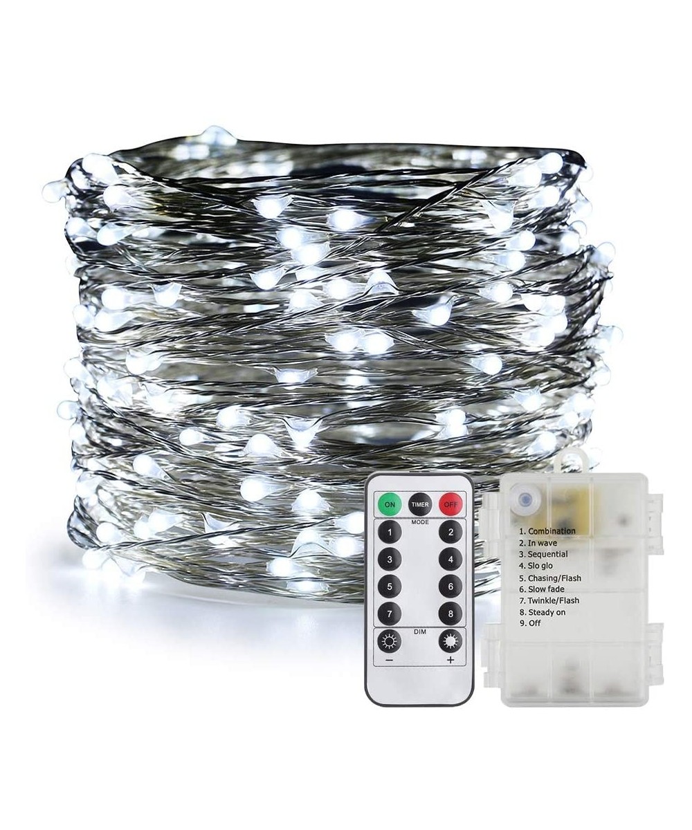 Remote Battery Operated 40ft 240 Led String Lights Silver Wire 8 Lighting Model LED Starry Light with 13 Key Remote Control F...