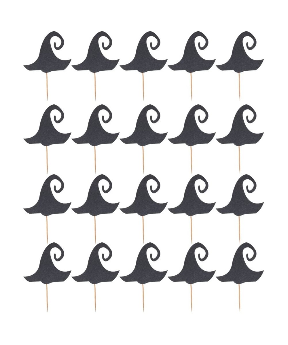 20 Pieces Spooky Halloween Witch Hat Cake Cupcake Toppers - Black - Black - CB1873E9ULD $6.15 Cake & Cupcake Toppers