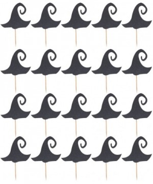 20 Pieces Spooky Halloween Witch Hat Cake Cupcake Toppers - Black - Black - CB1873E9ULD $6.15 Cake & Cupcake Toppers