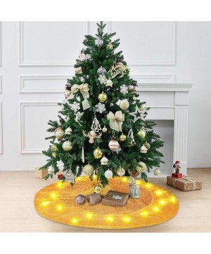 LED Gold Christmas Tree Skirt 40 Inch Small Tree Skirt with 118" Sparkly Light String Winter Xmas Tree Decoration for Home Pa...