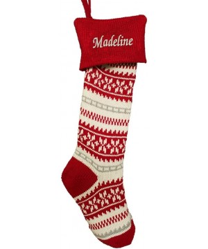 Red Snowflake Personalized Knit Christmas Stocking - C5187IAM3E6 $27.12 Stockings & Holders