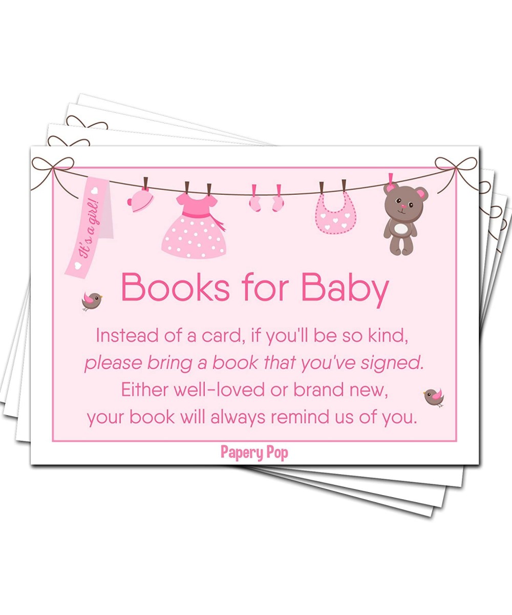 50 Books for Baby Shower Request Cards for Girl (50 Pack) - Bring a Book Instead of a Card - Baby Shower Invitations Inserts ...