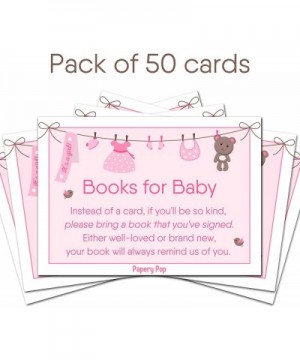 50 Books for Baby Shower Request Cards for Girl (50 Pack) - Bring a Book Instead of a Card - Baby Shower Invitations Inserts ...