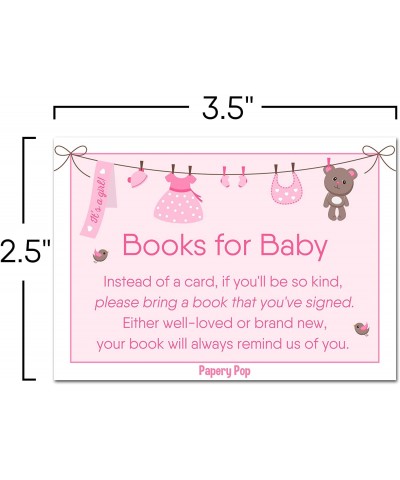 50 Books for Baby Shower Request Cards for Girl (50 Pack) - Bring a Book Instead of a Card - Baby Shower Invitations Inserts ...