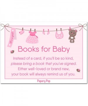 50 Books for Baby Shower Request Cards for Girl (50 Pack) - Bring a Book Instead of a Card - Baby Shower Invitations Inserts ...