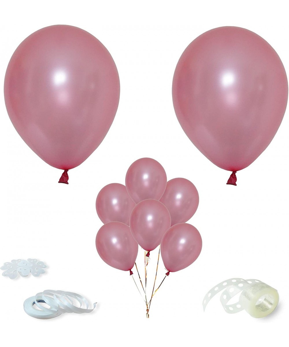Pink Balloons - 12 inches Slightly Metallic/Pearl Hot Pink Latex Balloons (Pack of 50)- Very Thick (32g/pc) Helium Grade + Ba...