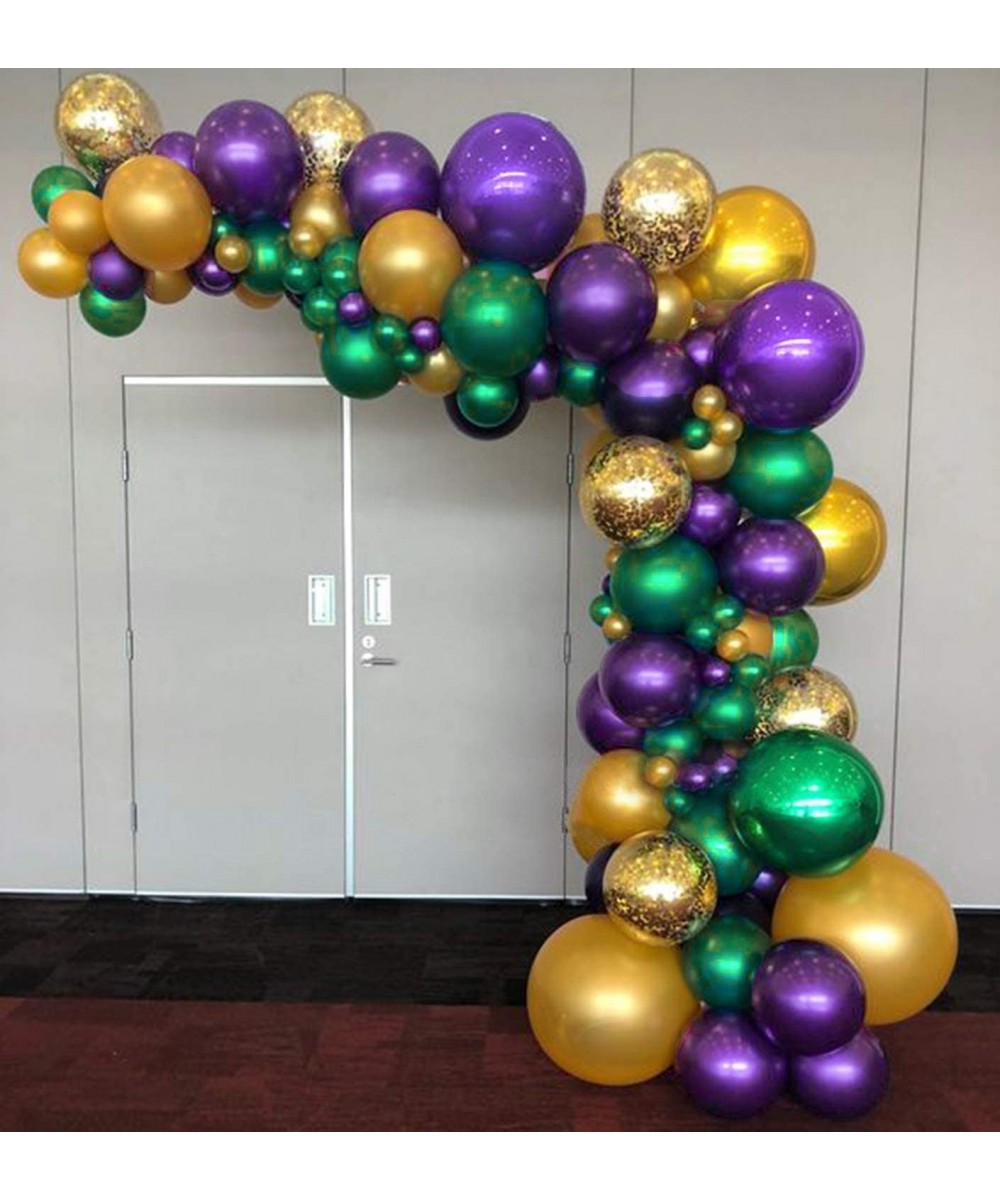 Purple Green Gold Balloons 50 pcs 12 Inch Purple Balloons Gold Balloons Hunter Green Balloons and Gold Confetti Balloons for ...