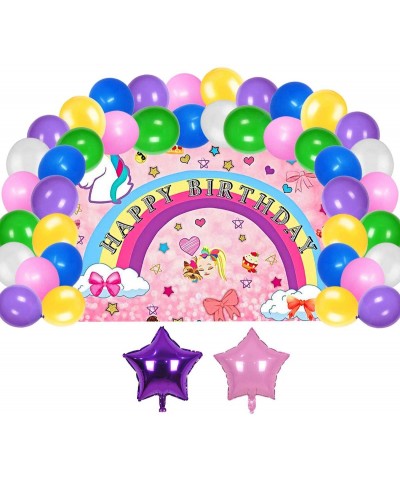 Blush Girl Birthday Party Supplies Decorations- Pink Rainbow Backdrop With Balloons Kit For Kids Photo Background - C6193YTQU...