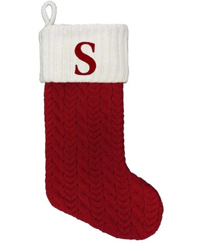 21 Inch Cable Knit Monogram Christmas Stocking (Embroidered S) - Embroidered S - C5128XOCMUR $16.54 Stockings & Holders