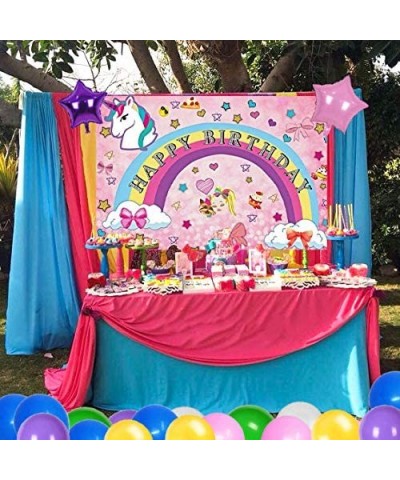 Blush Girl Birthday Party Supplies Decorations- Pink Rainbow Backdrop With Balloons Kit For Kids Photo Background - C6193YTQU...