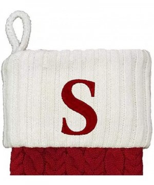 21 Inch Cable Knit Monogram Christmas Stocking (Embroidered S) - Embroidered S - C5128XOCMUR $16.54 Stockings & Holders