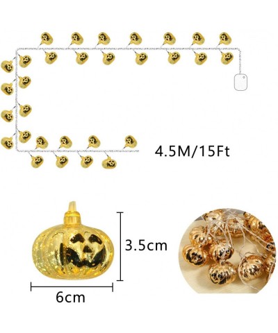 Halloween Pumpkin String Lights Decorations- 15ft 30 LED Fairy String Lights Battery Powered Indoor Outdoor- Waterproof 2 Mod...