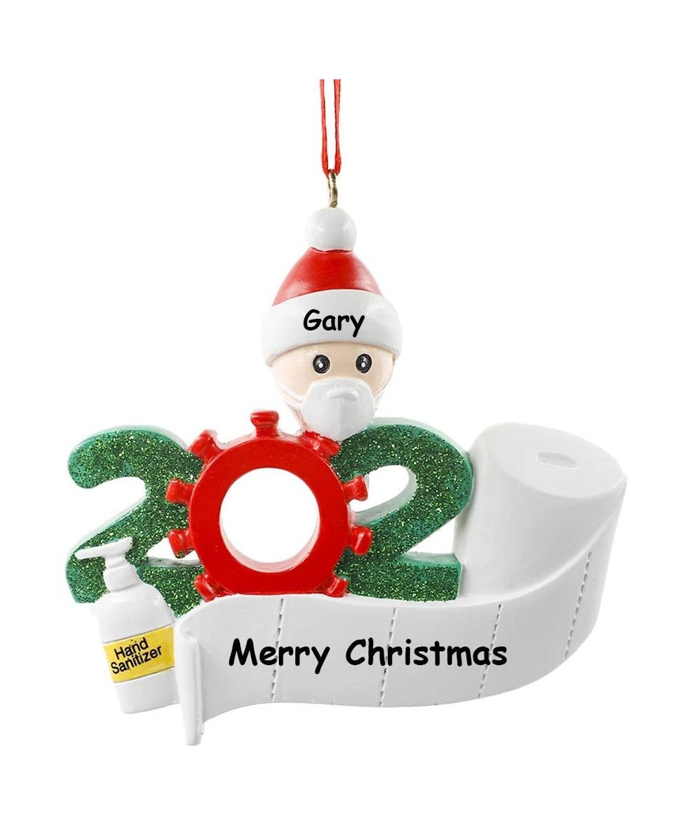 Personalized 2020 Quarantine Family Christmas Ornaments with Masks Hand Sanitizer Toilet Paper- Customized Name Xmas Tree Han...