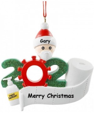 Personalized 2020 Quarantine Family Christmas Ornaments with Masks Hand Sanitizer Toilet Paper- Customized Name Xmas Tree Han...