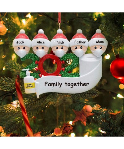 Personalized 2020 Quarantine Family Christmas Ornaments with Masks Hand Sanitizer Toilet Paper- Customized Name Xmas Tree Han...