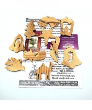 10 Pieces Christmas Tree Ornaments Set Hand Carved Bethlehem Holy Land Store - CX11BZF1C4J $11.18 Ornaments
