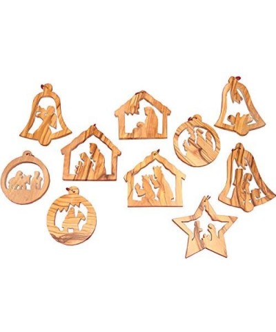 10 Pieces Christmas Tree Ornaments Set Hand Carved Bethlehem Holy Land Store - CX11BZF1C4J $11.18 Ornaments