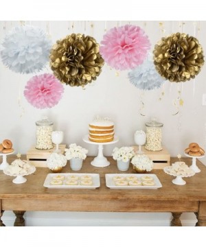 Paper Flower Tissue Pom Poms Baby Shower Party Supplies (Gold-Pink-White-18pc) - Gold-pink-white-18pc - CU18G2LYQZK $12.06 Ti...