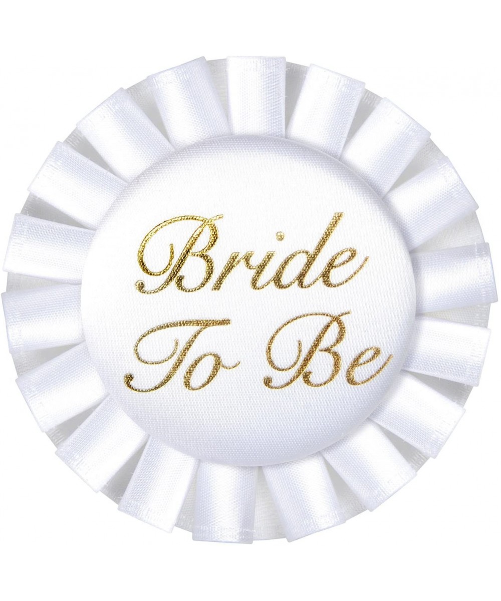 Bride To Be Satin Button Party Accessory - White - 3.5-Inch - (1-Count) - White/Gold - CZ113CAPGKF $7.71 Favors