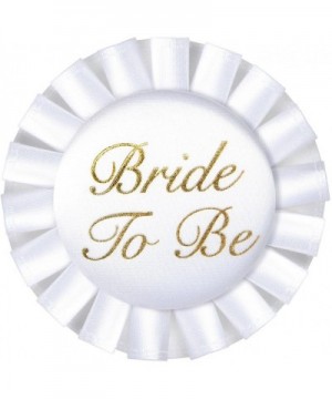 Bride To Be Satin Button Party Accessory - White - 3.5-Inch - (1-Count) - White/Gold - CZ113CAPGKF $7.71 Favors