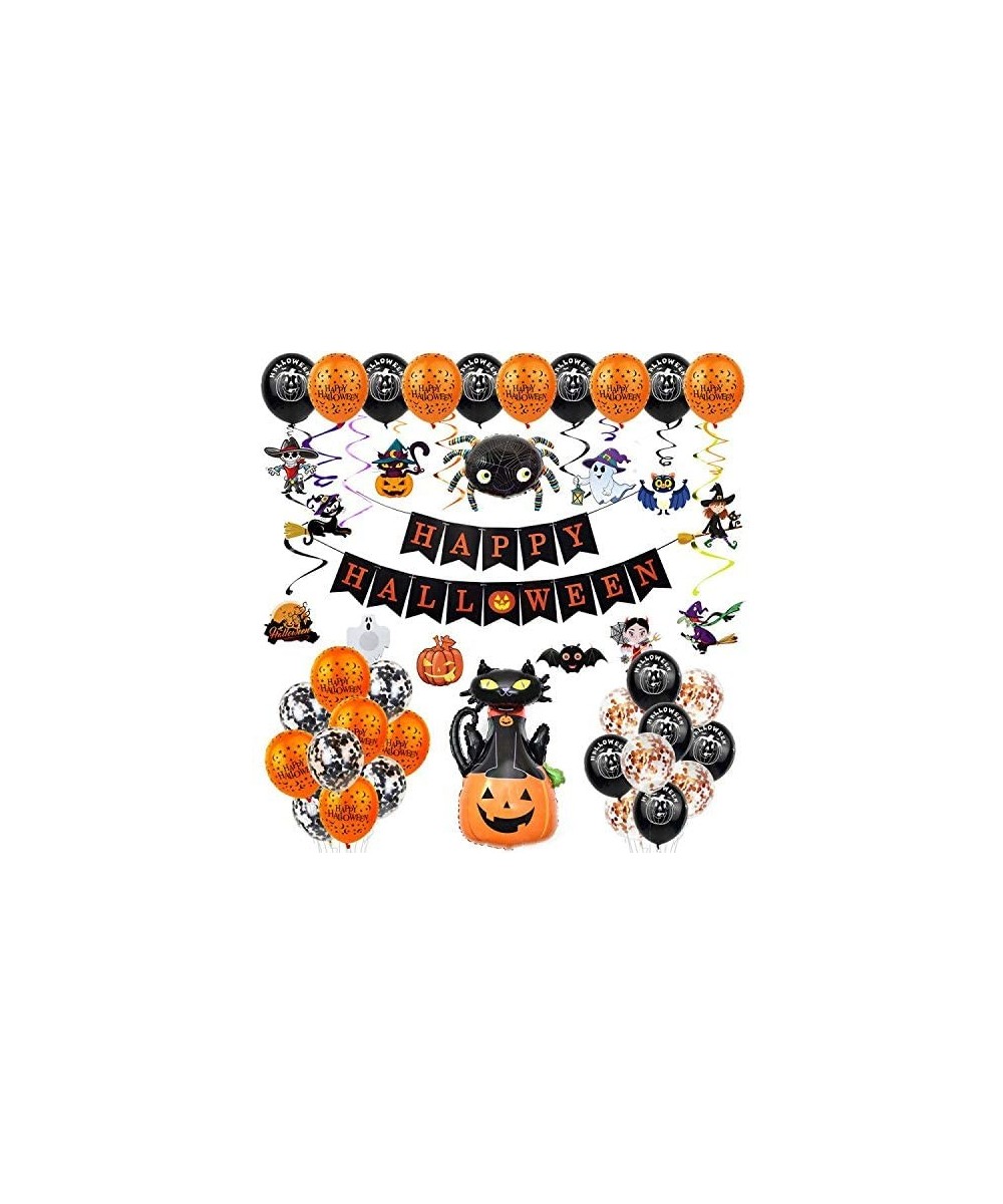 Halloween Decorations Halloween Party Favors Halloween Decor Kit Happy Halloween Balloons Banner Pumpkin Bat Ghost Cat Spider...