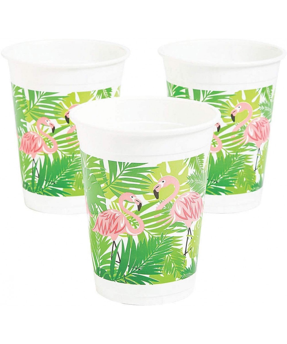 Flamingo Disposable Plastic Cups - Party Supplies - Drinkware - Disposable Cups - 50 Pieces - CZ18RO2CSWN $11.75 Party Tableware