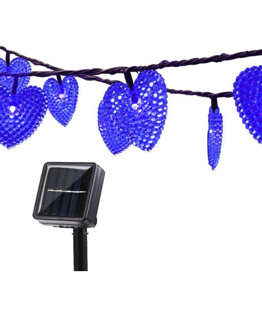 Solar Heart String Lights- Waterproof 20ft 30 LED Heart-Shaped 8 Mode Solar Starry Lighting Christmas Fairy String Lights for...