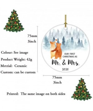 Our First Christmas as Mr & Mrs Bear Tree Ornament Christmas Wedding Decoration Newlywed Couple 2020 (Orange Mr Mrs) - Orange...