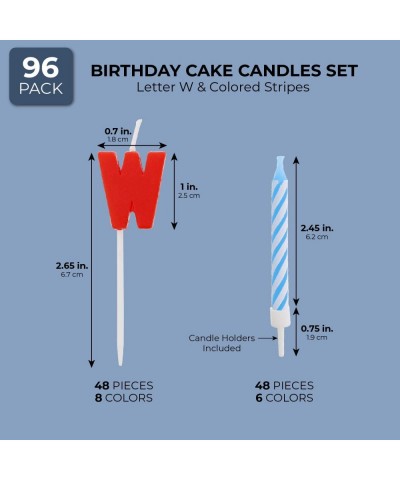 Letter W Birthday Cake Candles Set with Holders (96 Pack) - CW18ST6N8TM $6.16 Birthday Candles