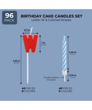 Letter W Birthday Cake Candles Set with Holders (96 Pack) - CW18ST6N8TM $6.16 Birthday Candles