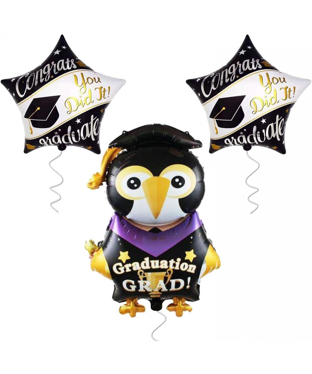 Large Penguin Graduation Balloons for Grad Party - 2 Star Graduation Ballons - Congrats Grad You Did it Balloon - Graduation ...