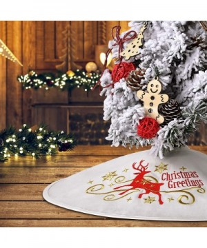 Mini Tree Skirt- 15 Inches Small Christmas Tree Skirt Embroidered Elk for Xmas Decorations - 15-inch White - C418Z9KMRW7 $6.6...