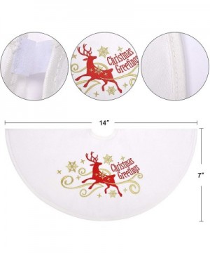 Mini Tree Skirt- 15 Inches Small Christmas Tree Skirt Embroidered Elk for Xmas Decorations - 15-inch White - C418Z9KMRW7 $6.6...