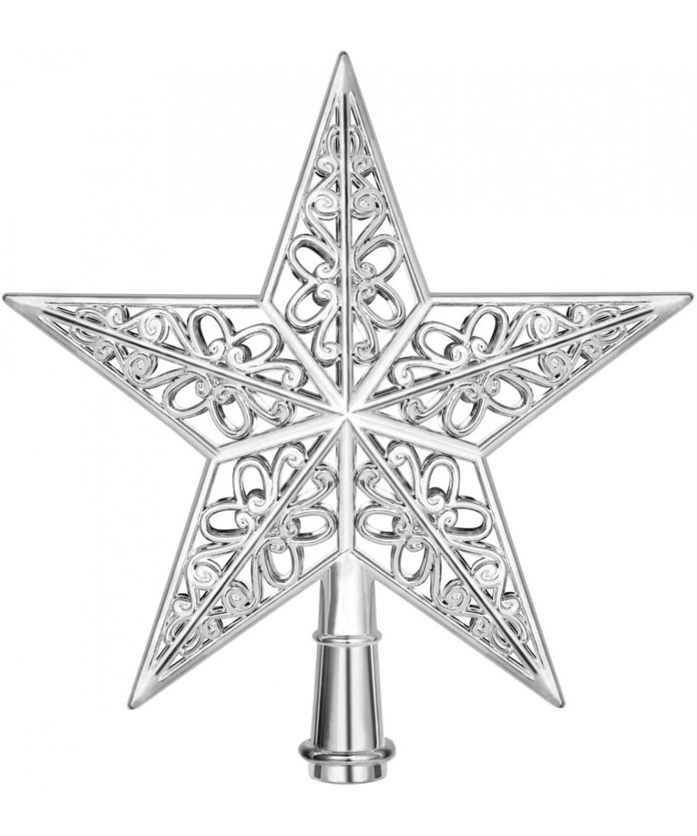 Star Christmas Tree Topper Silver Christmas Tree Top Decoration Hollowed-Out Xmas Tree Topper Ornaments for Holiday Home Offi...