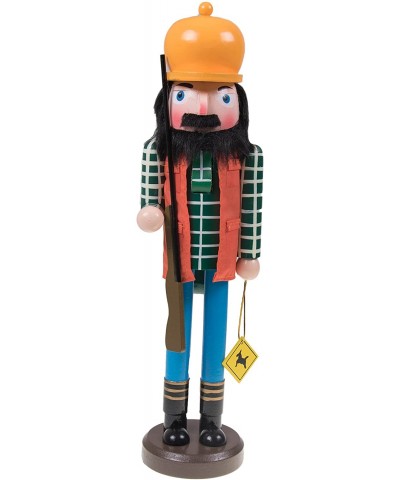 Wooden Hunter Nutcracker Traditional Christmas Decor - Wearing Reflective Vest and Carrying Rifle and Hunting Tag - 100% Wood...