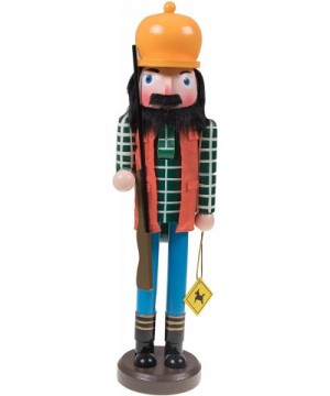 Wooden Hunter Nutcracker Traditional Christmas Decor - Wearing Reflective Vest and Carrying Rifle and Hunting Tag - 100% Wood...